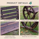 Fir Wood 2 Seater Garden Bench With Wooden Cart Wagon Wheel - Velmora