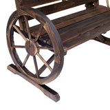 Fir Wood 2 Seater Garden Bench With Wooden Cart Wagon Wheel - Velmora