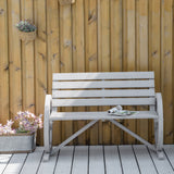 Fir Wood 2 Seater Garden Bench With Wooden Cart Wagon Wheel - Velmora