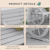Fir Wood 2 Seater Garden Bench With Wooden Cart Wagon Wheel - Velmora
