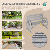 Fir Wood 2 Seater Garden Bench With Wooden Cart Wagon Wheel - Velmora