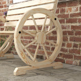 Fir Wood 2 Seater Garden Bench With Wooden Cart Wagon Wheel - Velmora