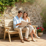Fir Wood 2 Seater Garden Loveseat Bench Wide With Table And Parasol Hole - Velmora