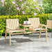 Fir Wood 2 Seater Garden Loveseat Bench With Table And Parasol Hole - Velmora