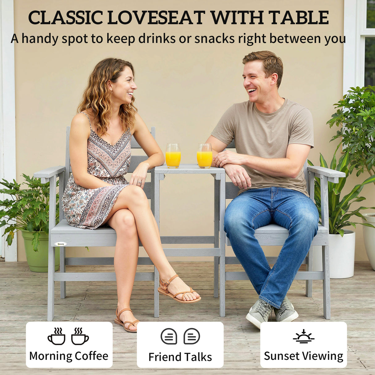 Fir Wood 2 Seater Garden Bench Loveseat - Velmora