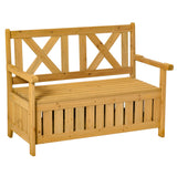Fir Wood 2 Seater Garden Storage Bench for Patio - Velmora