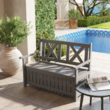 Fir Wood 2 Seater Garden Storage Bench for Patio - Velmora