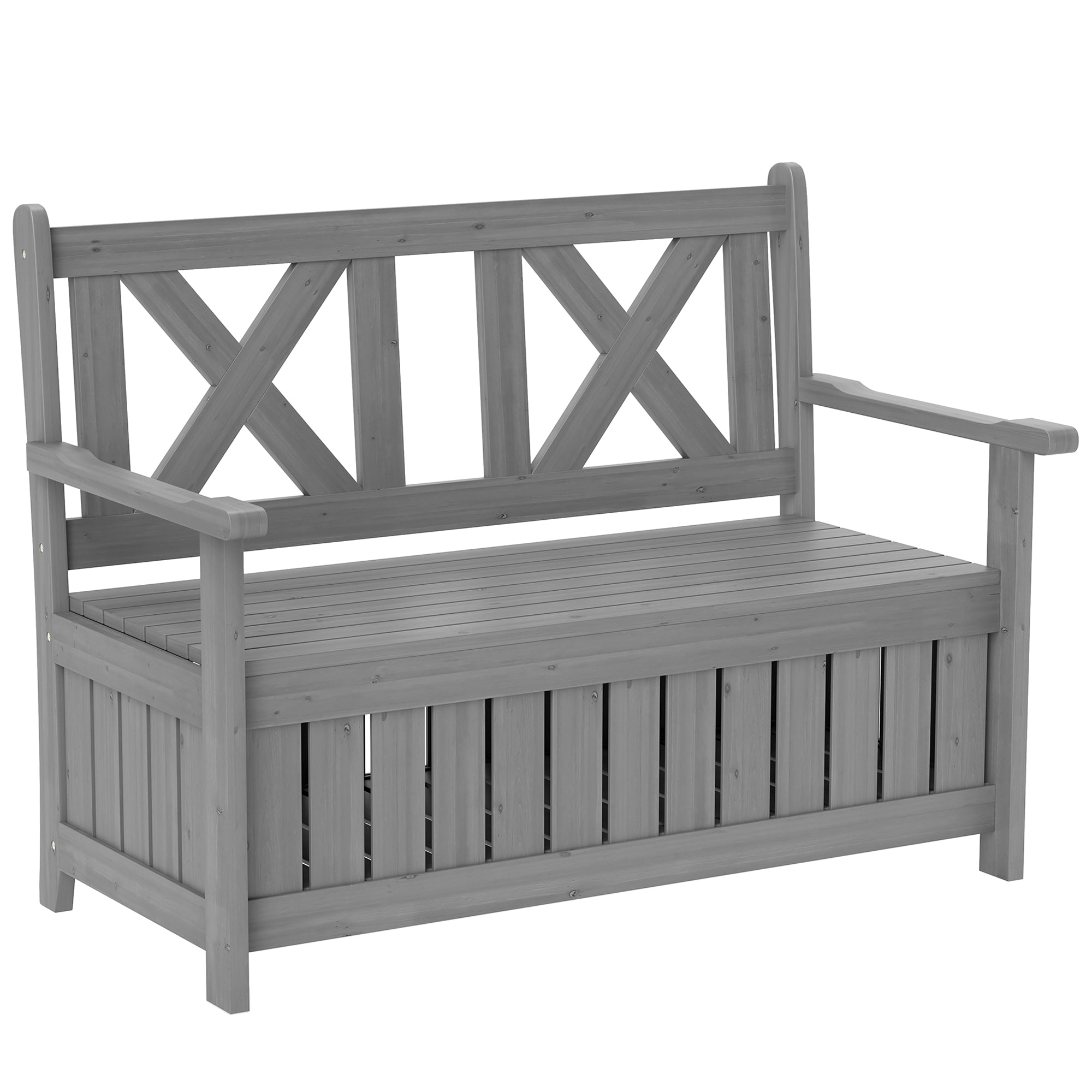 Fir Wood 2 Seater Garden Storage Bench for Patio - Velmora