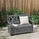 Fir Wood 2 Seater Garden Storage Bench for Patio - Velmora