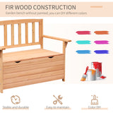 Fir Wood 2 Seater Garden Storage Bench - Velmora