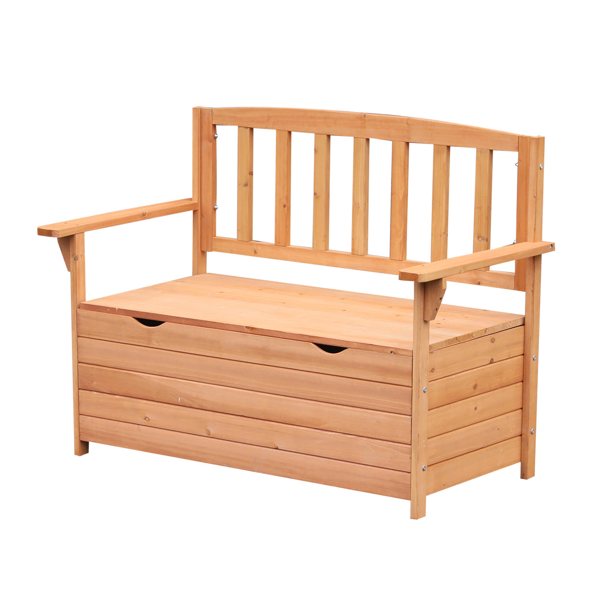 Fir Wood 2 Seater Garden Storage Bench - Velmora