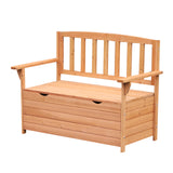 Fir Wood 2 Seater Garden Storage Bench - Velmora