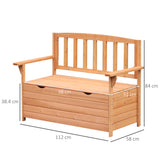 Fir Wood 2 Seater Garden Storage Bench - Velmora