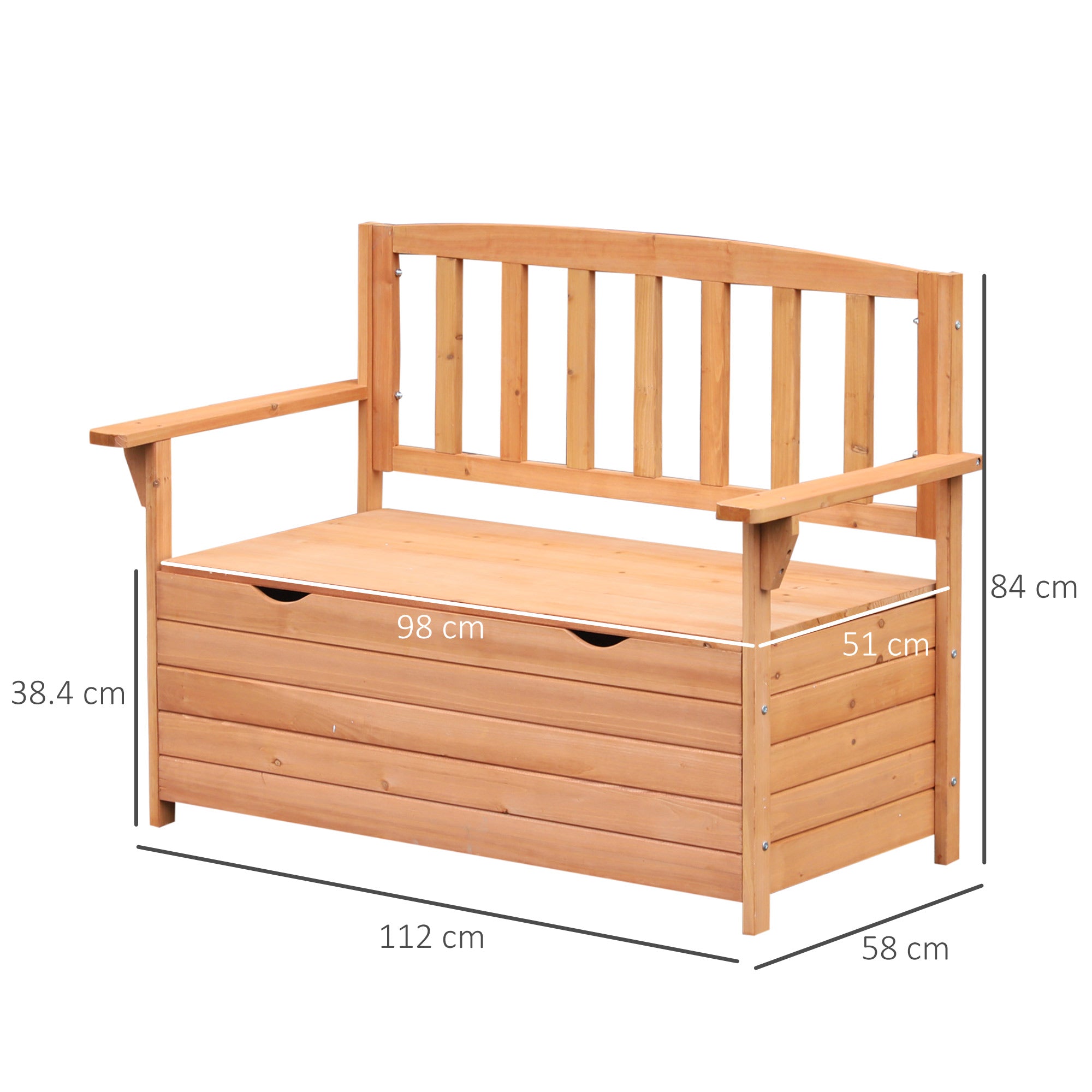 Fir Wood 2 Seater Garden Storage Bench - Velmora