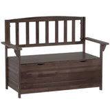 Fir Wood 2 Seater Garden Storage Bench - Velmora