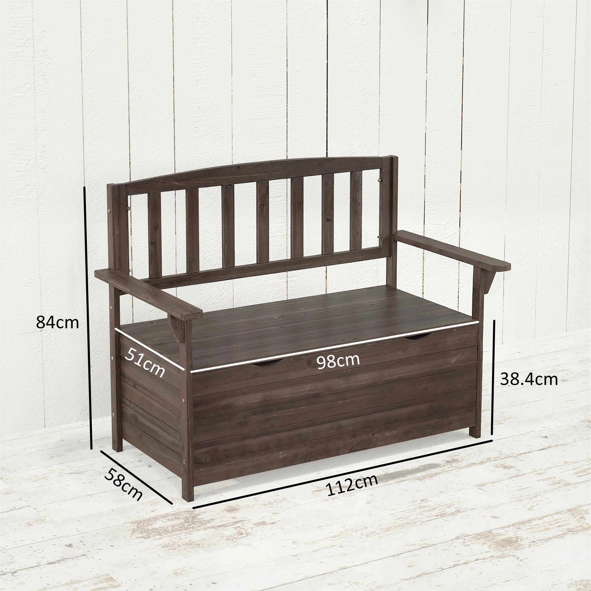 Fir Wood 2 Seater Garden Storage Bench - Velmora