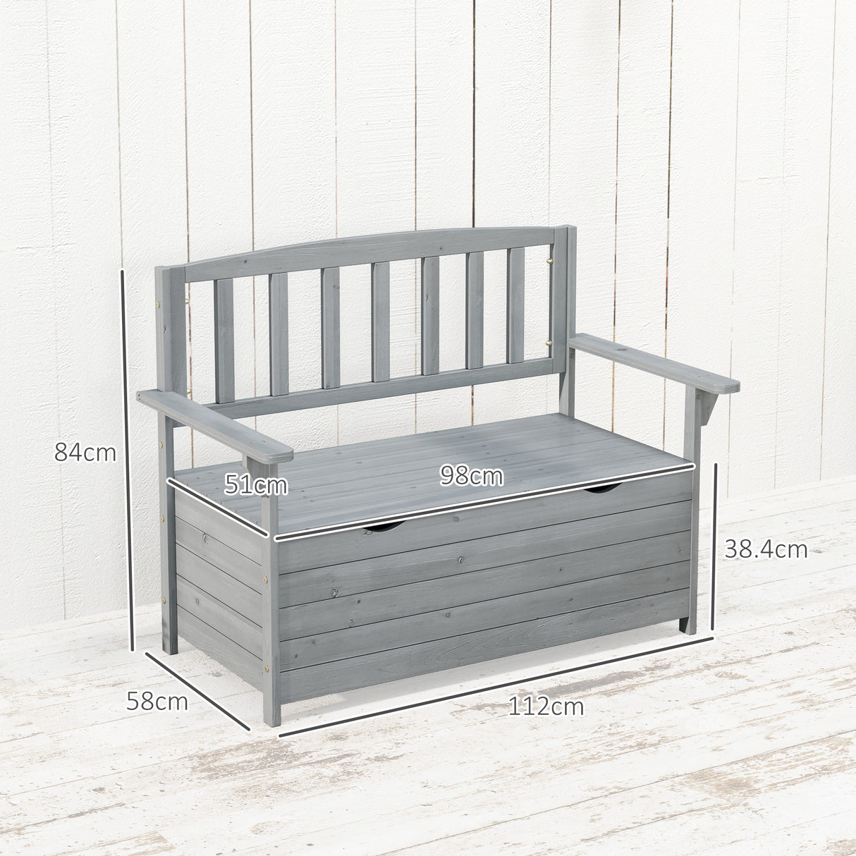 Fir Wood 2 Seater Garden Storage Bench - Velmora