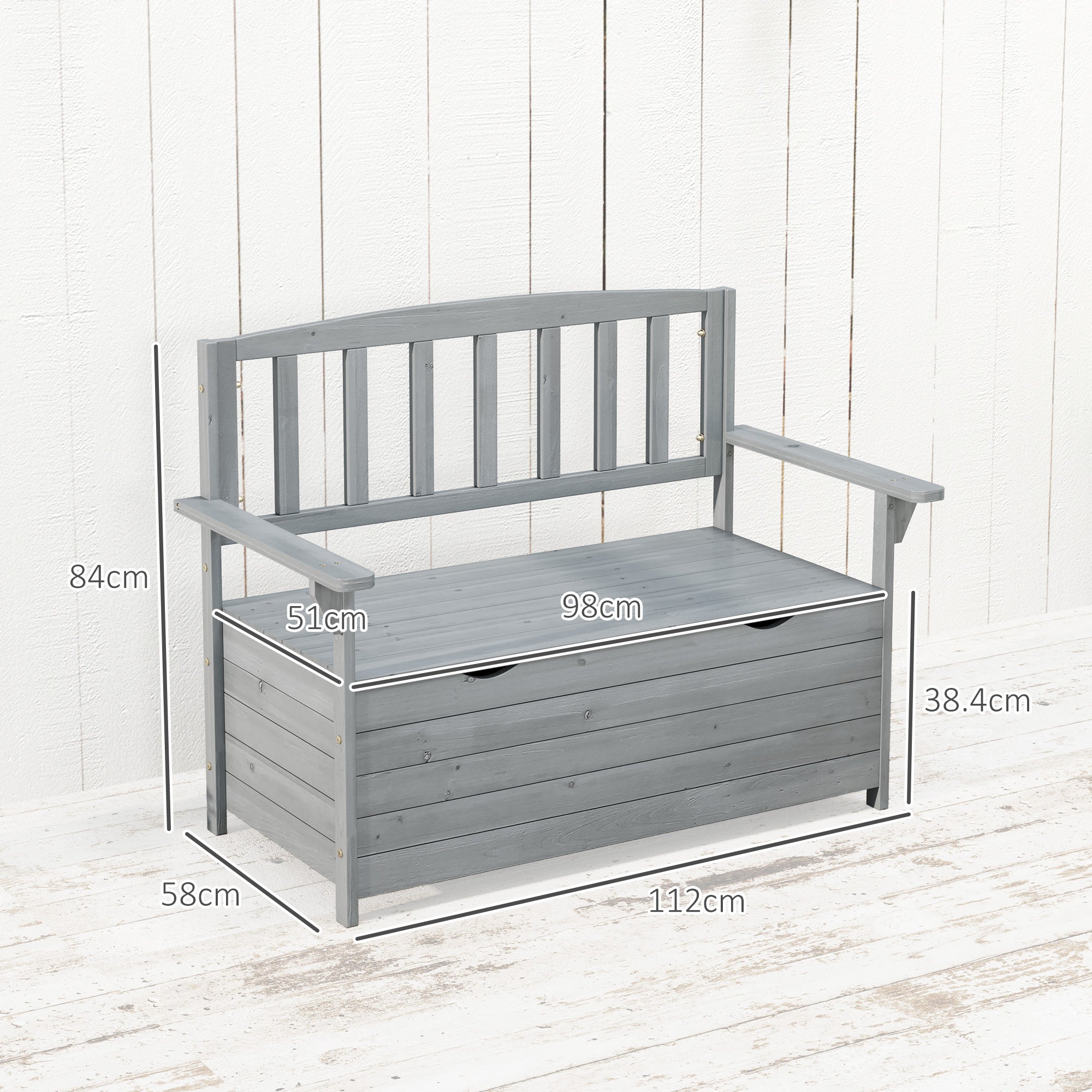 Fir Wood 2 Seater Garden Storage Bench - Velmora