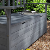 Fir Wood 2 Seater Garden Storage Bench - Velmora