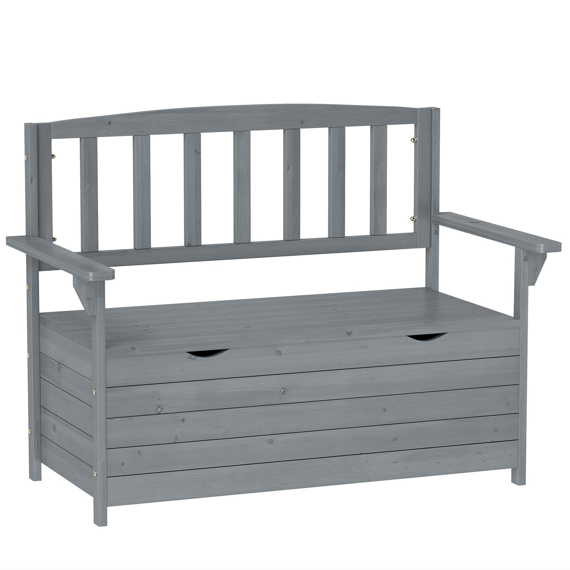 Fir Wood 2 Seater Garden Storage Bench - Velmora