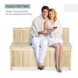 Fir Wood 2 Seater Outdoor Garden Storage Bench - Velmora