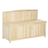 Fir Wood 2 Seater Outdoor Garden Storage Bench - Velmora