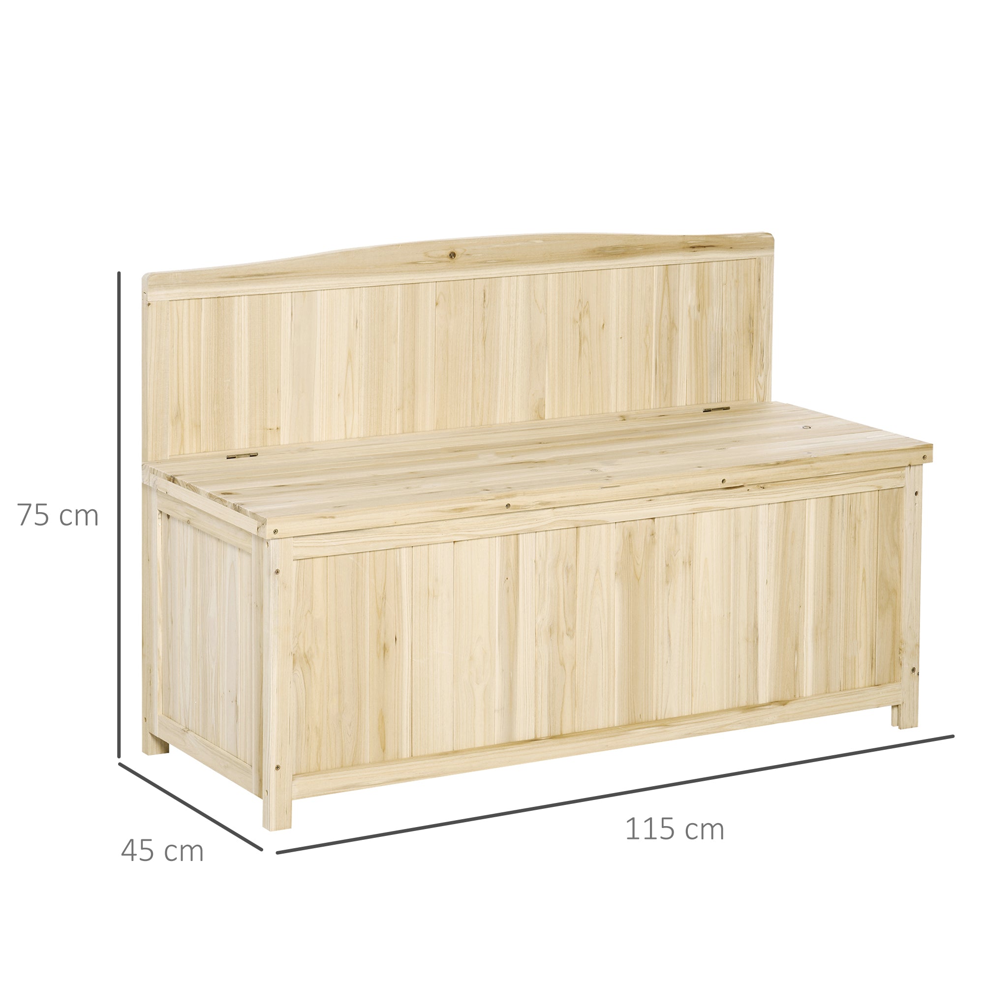 Fir Wood 2 Seater Outdoor Garden Storage Bench - Velmora
