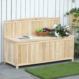 Fir Wood 2 Seater Outdoor Garden Storage Bench - Velmora
