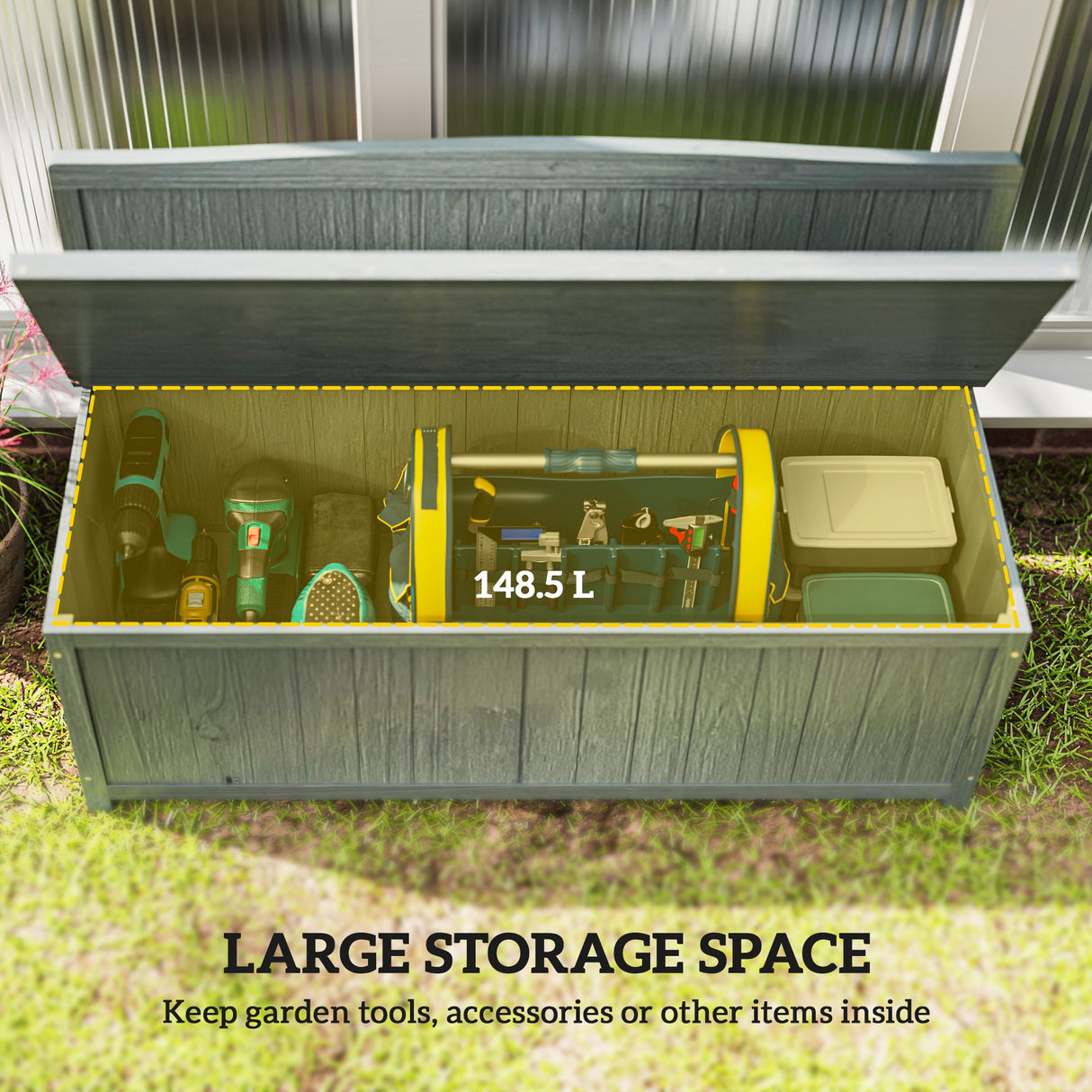 Fir Wood 2 Seater Outdoor Garden Storage Bench - Velmora
