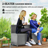 Fir Wood 2 Seater Outdoor Garden Storage Bench - Velmora