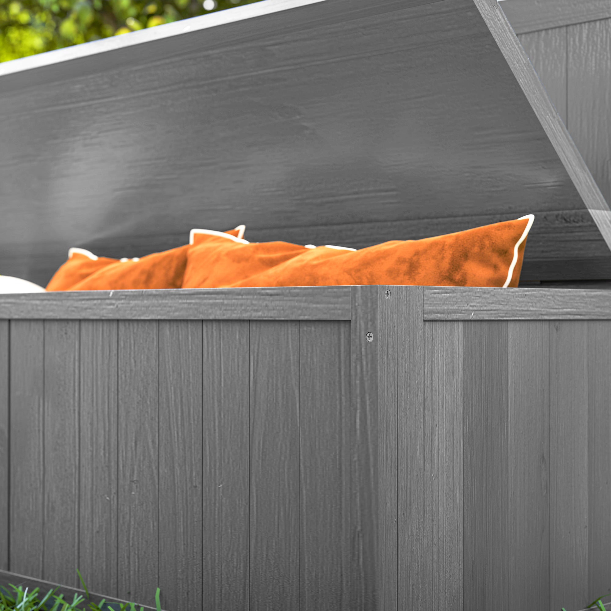 Fir Wood 2 Seater Outdoor Garden Storage Bench - Velmora