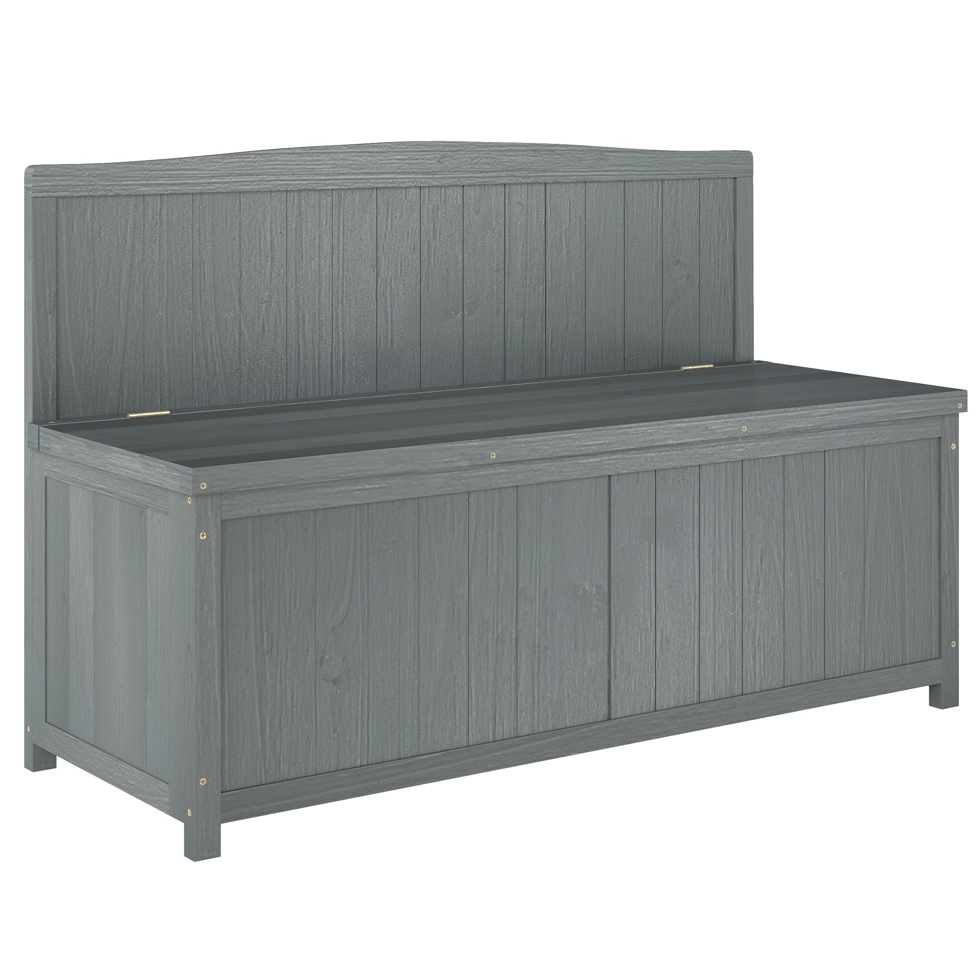 Fir Wood 2 Seater Outdoor Garden Storage Bench - Velmora