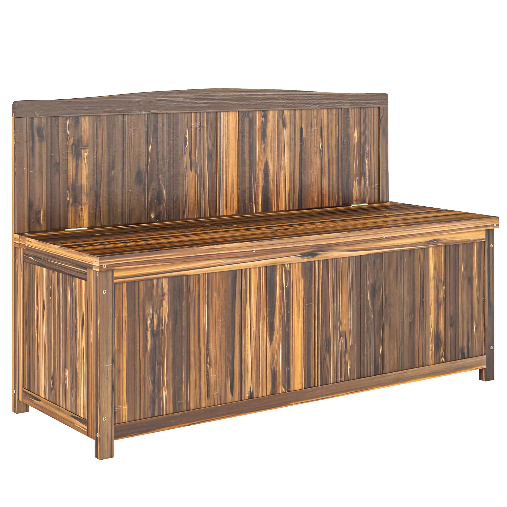 Fir Wood 2 Seater Outdoor Garden Storage Bench - Velmora