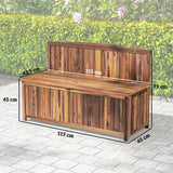 Fir Wood 2 Seater Outdoor Garden Storage Bench - Velmora