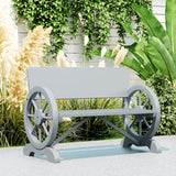 Fir Wood 2 Seater Outdoor Garden Wagon Wheel Bench - Velmora