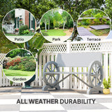 Fir Wood 2 Seater Outdoor Garden Wagon Wheel Bench - Velmora