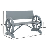 Fir Wood 2 Seater Outdoor Garden Wagon Wheel Bench - Velmora