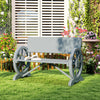 Fir Wood 2 Seater Outdoor Garden Wagon Wheel Bench - Velmora