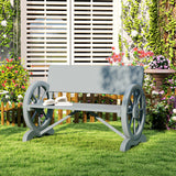 Fir Wood 2 Seater Outdoor Garden Wagon Wheel Bench - Velmora