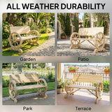Fir Wood 2 Seater Outdoor Garden Wagon Wheel Bench - Velmora