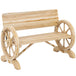Fir Wood 2 Seater Outdoor Garden Wagon Wheel Bench - Velmora