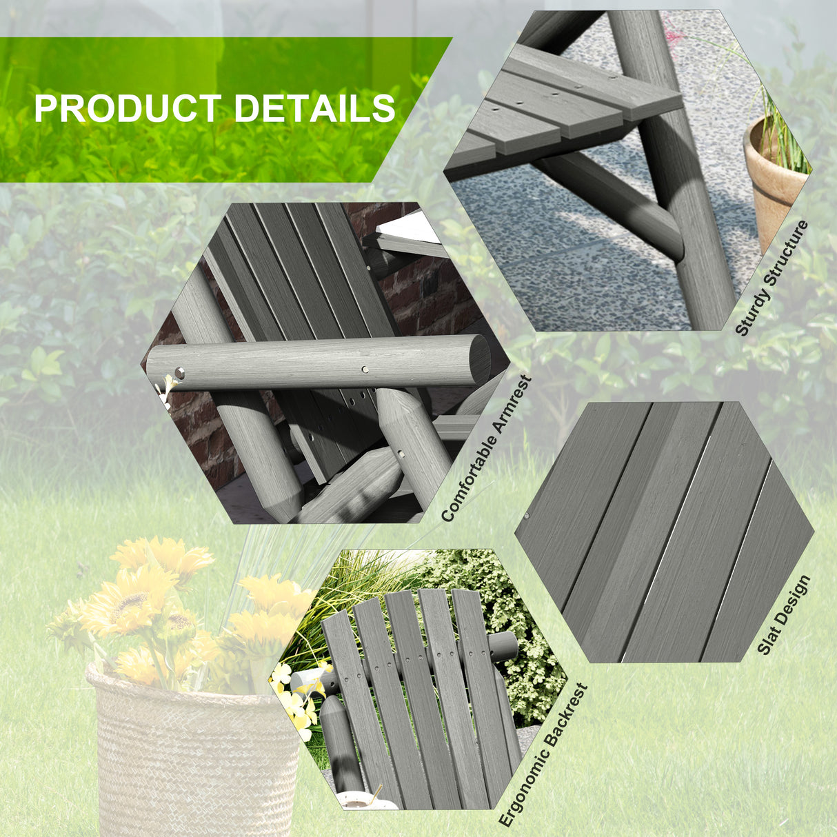Fir Wood 2 Seats Patio Chair Garden Bench With Center Coffee Table - Velmora