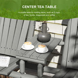 Fir Wood 2 Seats Patio Chair Garden Bench With Center Coffee Table - Velmora