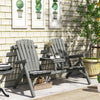 Fir Wood 2 Seats Patio Chair Garden Bench With Center Coffee Table - Velmora