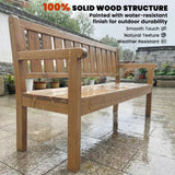 Fir Wood 2 to 3 Seater Garden Bench With Lifetable Table & Shelf - Velmora