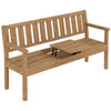 Fir Wood 2 to 3 Seater Garden Bench With Lifetable Table & Shelf - Velmora