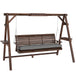 Fir Wood 3 Seater Garden Swing Chair Bench With Side Trays and Metal Chains - Velmora
