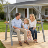 Fir Wood 3 Seater Swing Garden Bench in Rectangular - Velmora
