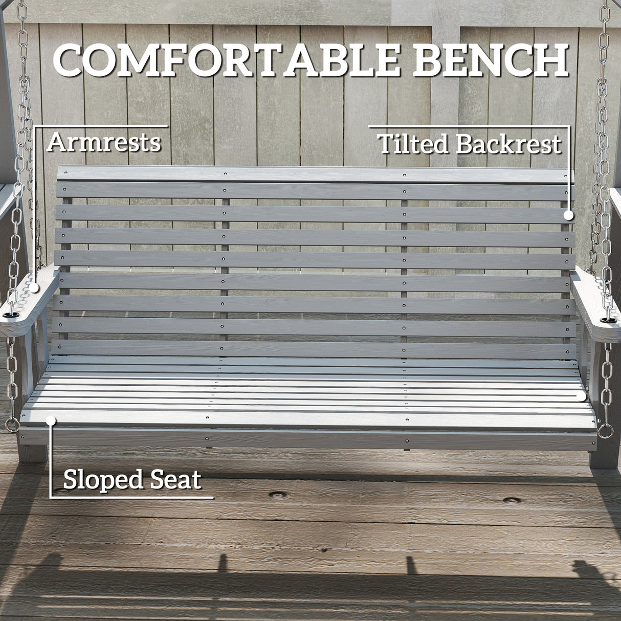 Fir Wood 3 Seater Swing Garden Bench in Rectangular - Velmora