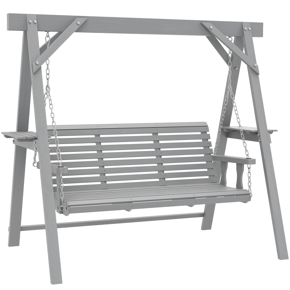 Fir Wood 3 Seater Swing Garden Bench in Rectangular - Velmora